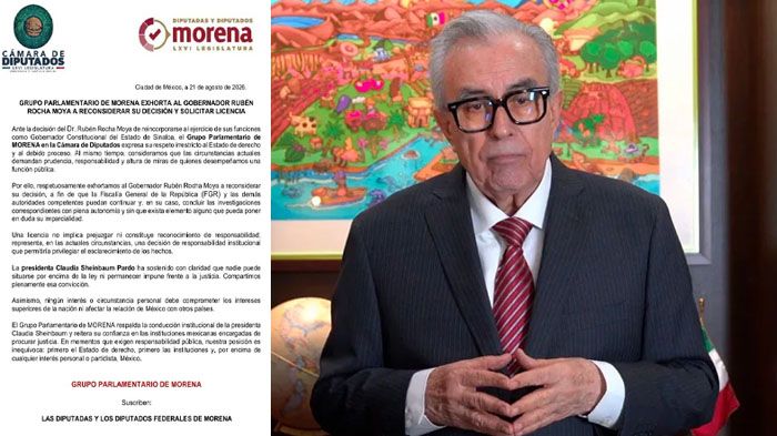 Piden diputados de Morena a Rubén Rocha Moya reconsiderar licencia