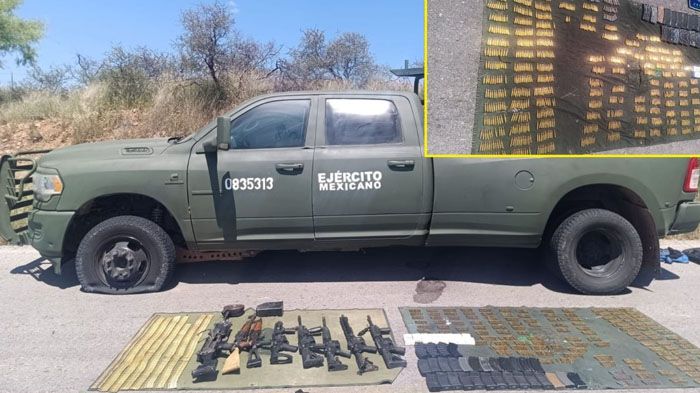 Tras enfrentamiento en Nonoava aseguran armas y vehículo clonado de la Sedena