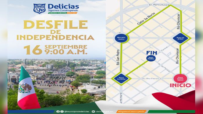 Invitan en Delicias a disfrutar del tradicional Desfile de Independencia